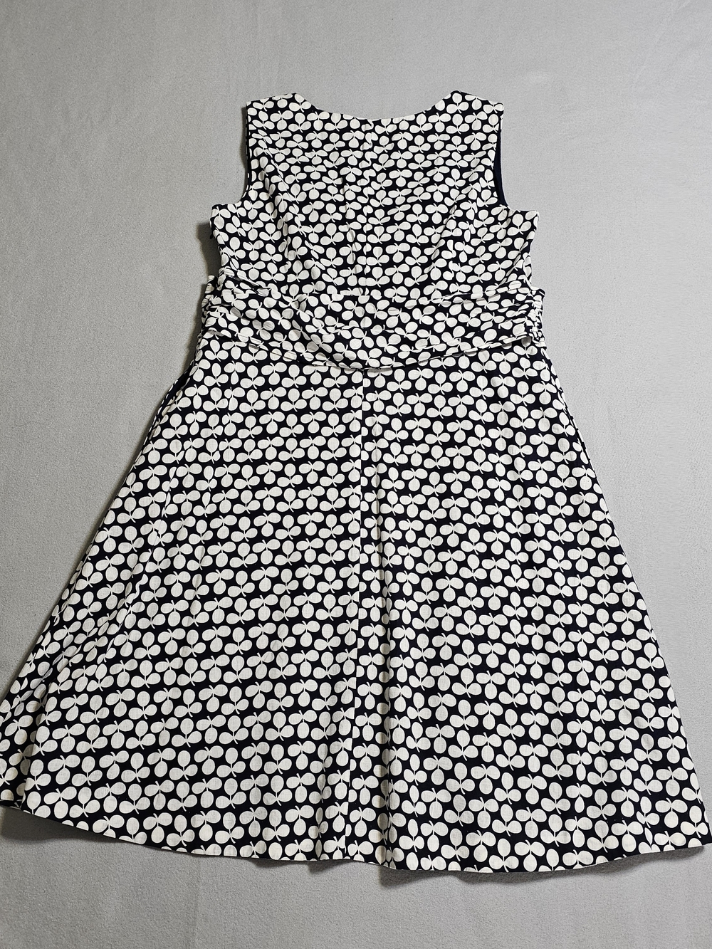Boden Linen Cotton Navy White Print Fit & Flare Midi Dress Size 14 Pockets - Picture 3 of 10